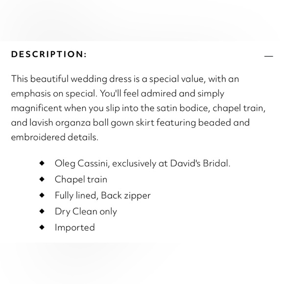 NWT Oleg Cassini Wedding Dress - Picture 5 of 12
